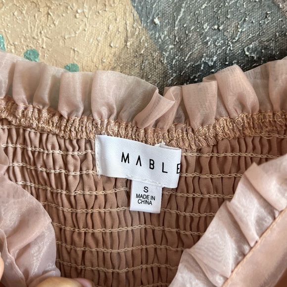 Mable Organza Sleeve Blush Pink Mini Dress - Picture 3 of 9